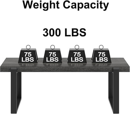 FOLUBAN Industrial Coffee Table, Rustic Wood and Metal Center Table, Modern Rectangle Cocktail Tea Table for Living Room, Dark Gray, 47 Inch