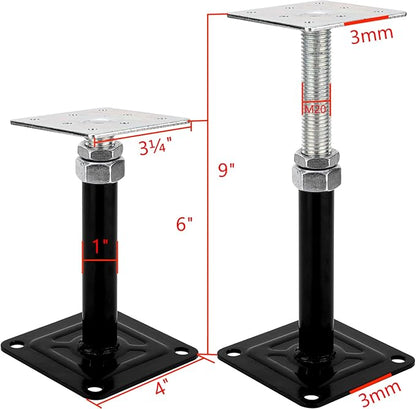 YXGJDP 4-Pack Lift Supports,Adjust Supports,Level Supports,Floor Jacks,Adjustable House Jack for The Floor,Mini Screw Jack- Post 6" to 9".