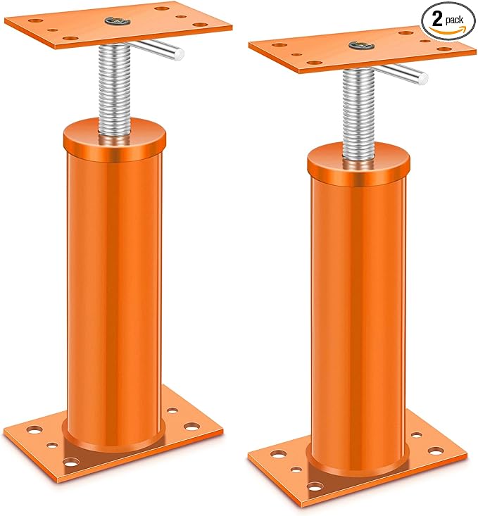 Yaocom 2 Pcs House Jacks for Leveling, Adjustable Jack Post 12"-16" Basement Floor Jack, Supports Stabilizer Screw Jacks for House Foundation, Stairs, Porches, Roof Beams, Load Capacity 11023 Lbs