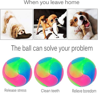 FineInno 2 pcs Large Light Up Dog Balls Flashing Elastic Ball Bouncy Glow in The Dark Interactive Jumping Blinking Dog Ball Pet Toys for Golden Retriever,Labrador,Large Dogs