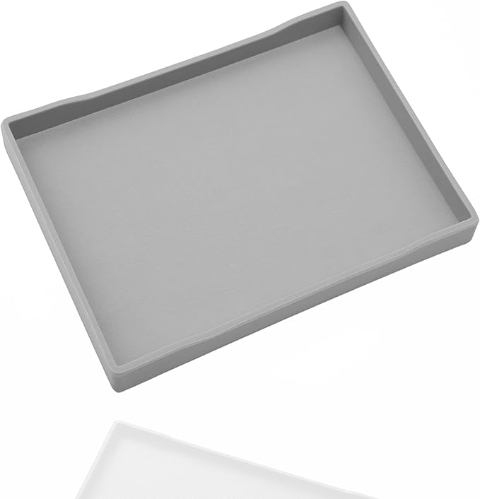 Gray Small Serving Tray (9.5 x 7 inch), Countertop Organizer for Bathtub Bathroom Vanity Items, Serving Accessory, Coffee, Drinks, Tea, Party, Spa, Perfume and Display Use.
