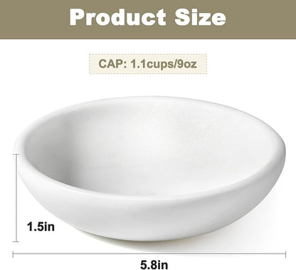 White Cat Bowl, Marble Food and Water Bowl for Cat and Small Dog, Heavyweight 1.5lb Non-Tip Pet Food Dish with Slip-Proof Pad, Premium Stone Feeder for Elegant Home Decor