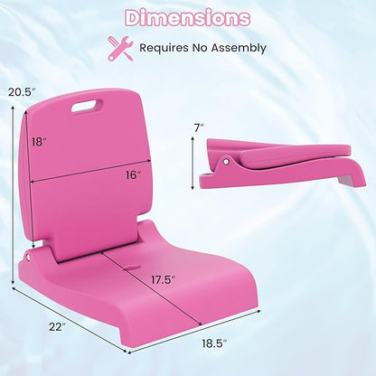 Goplus Poolside Chair for Edge of Pool, Foldable Portable Flip Seat w/Back Support & 2 Handles, Lightweight Outdoor Camping Chair for Stadium, Tailgating, Fishing, Boats, Beach (Pink, 2 Packs)