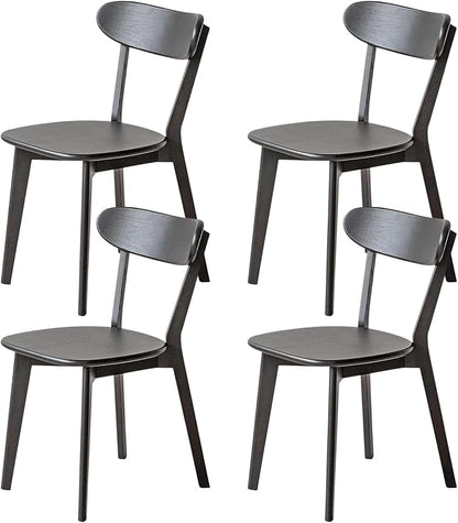 Hymus 100% Solid Oak Wood Dining Room Chairs - Practical Kitchen Chairs for Dining Room, Kitchen, Living Room (4, Black)