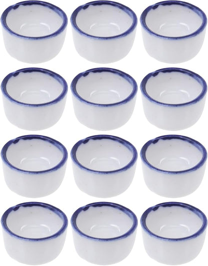 SHINEOFI 12pcs Small Ceramic Water Basins Reptile Tank Bowls Scorpion and Spider Drinking Containers Terrarium Feeding Bowls for Crawling Pets