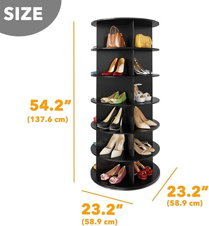 SpaceAid 6 Tier Rotating Shoe Rack Tower, Spinning Shoe Display Lazy Susan