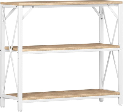 Homeiju Console Table 31.5" Width, 3-Tier Entryway Table with Storage, Industrial Sofa Table with Open Shelves, Foyer Tables for Entryway, Hallway, Kitchen, Living Room and Bedroom, Light Coffee