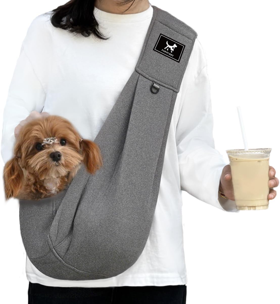 Dog & Cat Carrier Sling, Adjustable Soft Padded Shoulder Puppy Carrier, Hands-Free Dog Carrier Bag with Double Safety Buckles Premium Material for Outdoor Travel (Dark Gray, M)