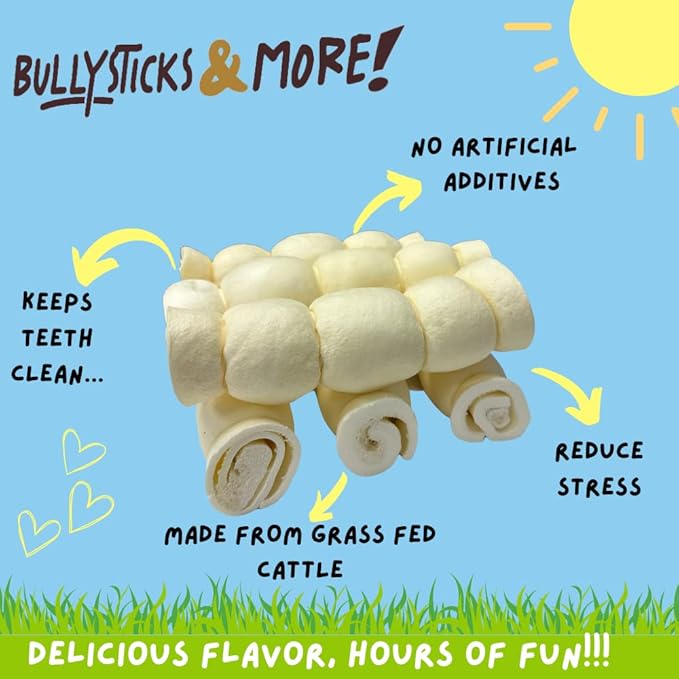 BULLYSTICKS & MORE Beef Cheek Rolls for Dogs (10-12" Extra Thick - 3 Count) - Beef Cheek Bones for Dogs - Dog Parents Choice - Premium No Hide Rolls