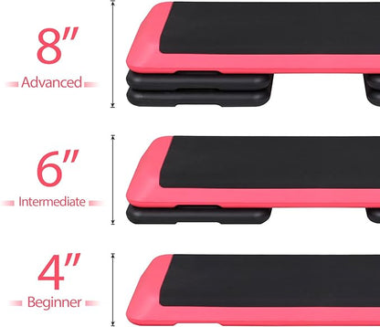 ZENY 43'' Exercise Aerobic Step Platform, Adjustable Fitness Stepper with 4 Stackable Risers, Aerobics Stepper Workout Stepper for Home Gym Cardio Strength & Training
