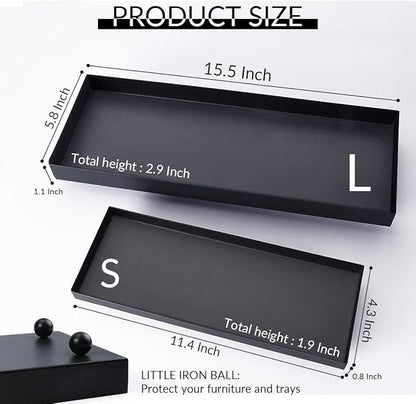 Rectangle Black Matte Metal Tray, Suit for Candle Holder, Vanity Decor Projects, Bathroom Toilet Tank Tray, Perfume or Jewelry Storage, and Coffee Table Centerpiece-Mini
