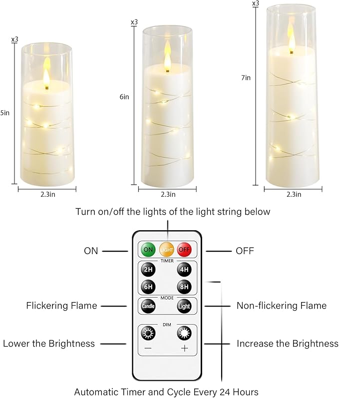 Flickering Flameless LED Candles, Acrylic LED Pillar Candles