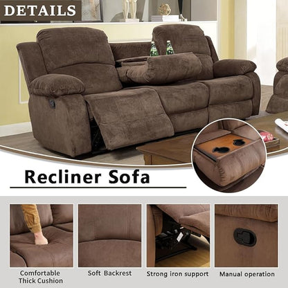 A Ainehome Living Room Furniture Set Leather Recliner Sofa Set Loveseat Chair Furniture Sofa Set for Living Room/Small Space/Rv/House/Office/Theater Seating (A-Taupe Brown Corduroy,Sofa(3seater))