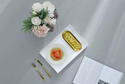 Glossy White Sturdy Acrylic Serving Tray with Handles-10x15Inch-Serving Coffee,Appetizer,Breakfast,Butler-Kitchen Countertop Tray-Makeup Drawer Organizer-Vanity Table,Ottoman Tray-Decorative