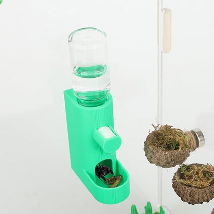Small Animal Water Feeder, Magnetic Hanging Feeder & Hidden Cave - Accessories for Jumping Spiders, Wolf Spiders, Mantises, Arboreal Animals & Other Small Creatures - 5ML Capacity (Green)