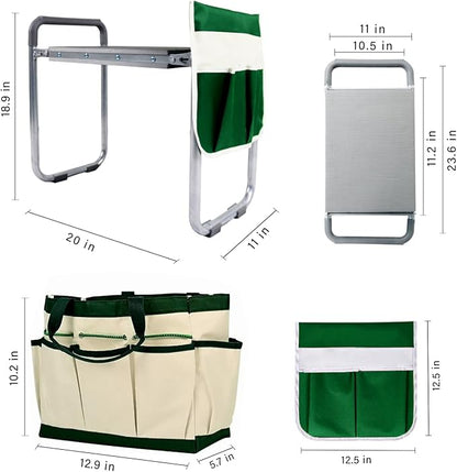 BESTHLS Garden Kneeler and Seat - Heavy Duty Folding Stool with Thick Pad, Tool Pouches & Bag, 330 lbs Capacity - Knee & Back Support, Perfect for Seniors, Women, Men