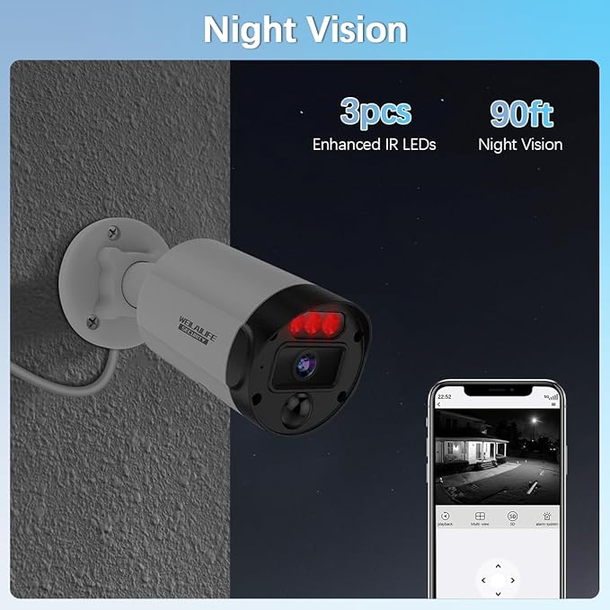 【130°Ultra Wide-Angle】 Outdoor Wired Security Camera System, Home Video