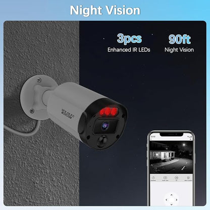 【130°Ultra Wide-Angle】 Outdoor Wired Security Camera System, Home Video