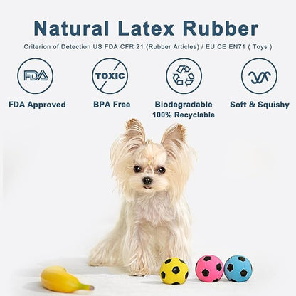 Squeaky Dog Ball, Soft Latex Rubber Squeaky Dog Toys for Small Dogs Puppies, Cute Bounce Squeak Toys Play Fetch Soccer Ball