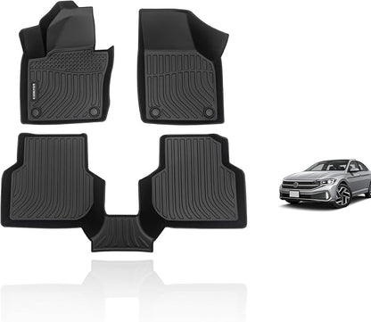 KELCSEECS® Floor Mats Custom for Volkswagen Jetta 2012-2018,All Weather Protection TPE Floor Liners Front Row and Second Row Full Set Accessories Black
