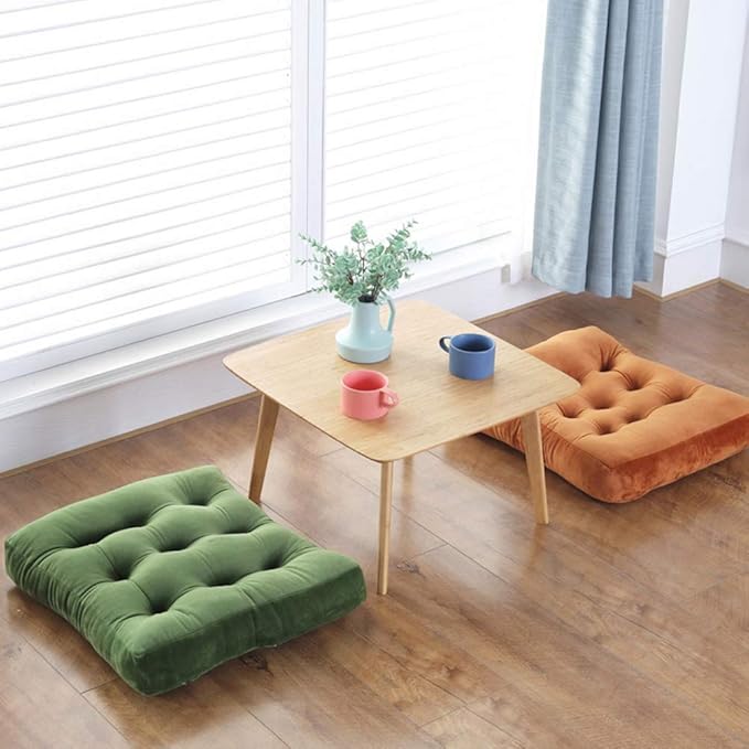 vctops Velvet Solid Chair Pad Super Soft Plush Washable Square Seat Cushion for Kitchen Dining Room (Khaki,18" x 18")