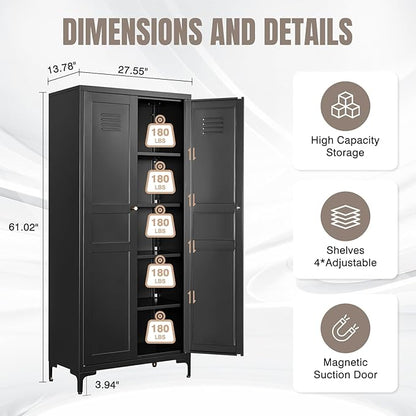 Yizosh Metal Pantry Cabinet, Tall Kitchen Pantry Storage Cabinet