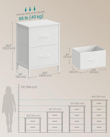SONGMICS Dresser for Bedroom, Chest of Drawers, Nightstand, 2 Non-Woven Fabric