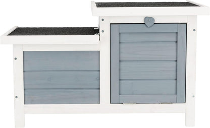 TRIXIE natura Small Animal House - Outdoor/Indoor Rabbit Hideout with Hinged Roof & Raised Floor - Solid Wood House with 2 Entry Ramps, Weather-Resistant Home for Bunnies & Guinea Pigs - in Gray
