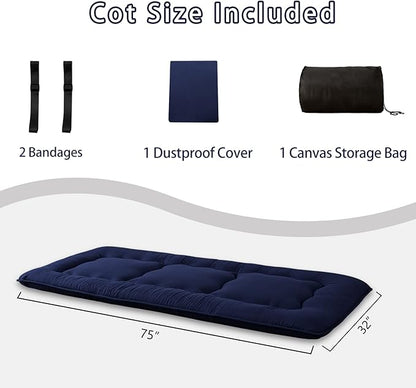MAXYOYO Cot Japanese Floor Futon Mattress, Single Size Tatami Mat Sleeping Pad Foldable Roll Up Boys Girls Narrow Mattress Kids Lounger Pillow Bed
