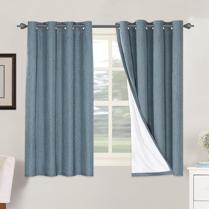 H.VERSAILTEX Linen Blackout Curtains 54 Inches Long 100% Blackout Thermal