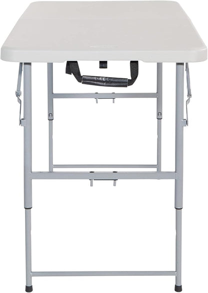Office Star Resin Multipurpose Rectangle Table, 4-Feet Long, Height Adjustable, Center Folding Table, Light Gray