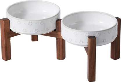 6.1inch Ceramic Raised Double Bowls Set