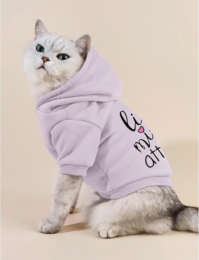 Cat Hoodies for Cats Puppy Pet Clothes Cat Apparel Little Miss Attitude Print Dog Hoodie for Small Medium Dogs Outfits for Kittens(Purple,XL)