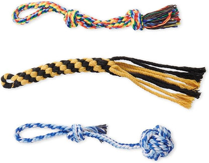 Dog Rope Toys for Aggressive Chewers - Heavy Duty 3 Packs Indestructible Cotton Dog Chew Toys for Small Medium Breed - Exercise Interactive Tug of War Dog Toy for Boredom, Teeth Clean(Mix Colors)