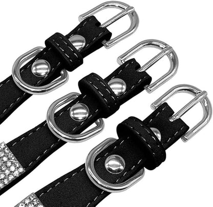 Serijoars Small Dog Collar with Rhinestone Crystal Diamond Colorful Bling Girl Puppy Cat Collars (XS, Red4)