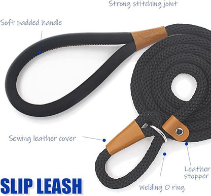 lynxking Dog Leash Slip Lead 5 6 8 FT Dog Training Leash Strong Heavy Duty Rope No Pull Training Lead Leashes for Dogs