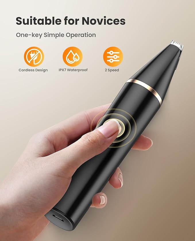 oneisall 2 Speed Cat Clippers with Double Blades, Rechargeable Cordless Small Cat Paw Trimmer, Low Noise for Trimming Dog's Hair Around Paws, Eyes, Ears, Face, Rump (Black)