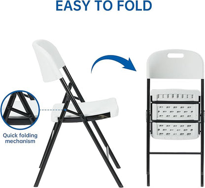 Winlice 30 Pack Thicker 800 LBS White Folding Chairs, Commercial Grade Folding Chair, Foldable Chairs for Events