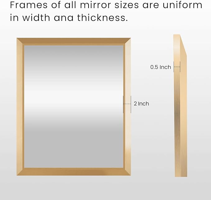 Amorho Bathroom Mirror, 36x36 Inch Golden Thick Metal Framed Wall Mirrors