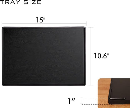 Black Serving Tray (15 x 10.6 inch), Large Tray for Serving Accessory, Snack, Dessert, Spa, Coffee, Drinks, Tea, Bar, Party, Seasoning, Perfume and Display Use.