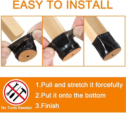 24 Pcs Chair Leg Floor Protectors for Hardwood Floors Silicone Covers to Protect Wood Tile Floors Felt Bottom Furniture Leg Caps Anti-Scratch Reduce Noise (Fit:1.3"-2")