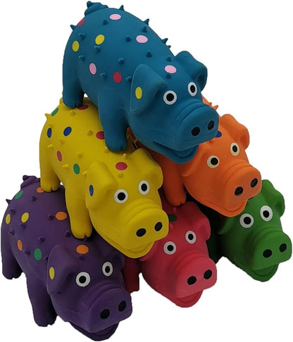 6 Pack 4 Inch Mini Latex Dog Squeaky Toys Polka Dot Piglet Pig Dog Toy for Mimi Small Dogs