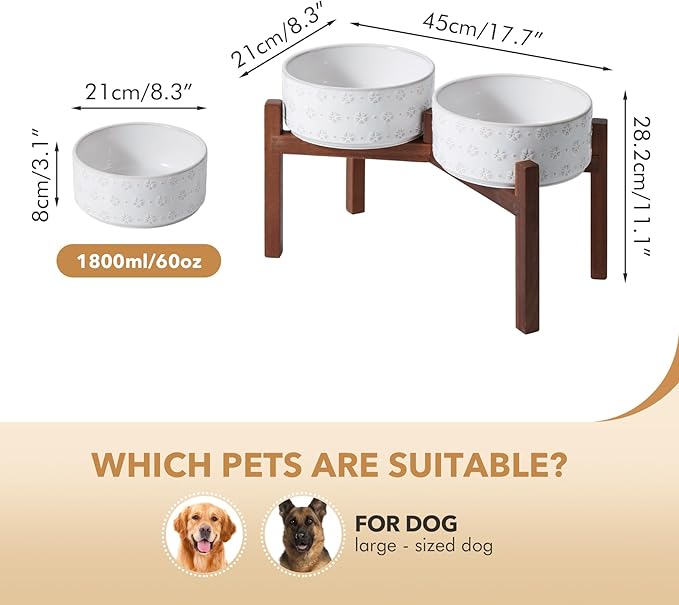 Ceramic 8.2inch Raised Double-Bowl Set