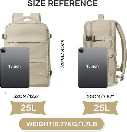 coowoz Travel Backpack For Women Men,Carry On Backpack,Hiking Backpack Waterproof Outdoor Sports Rucksack Casual Daypack travel essentials（Khaki）