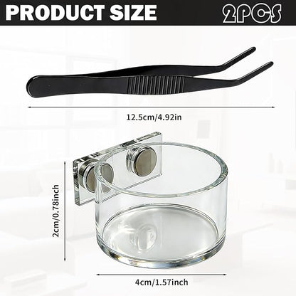 Jumping Spider Feeding Dish,Jumping Spider Food Dish,Decorative Magnetic Plastic Water Bowl and Tweezers, Jumping Spider Enclosure Accessories Magnetic Water Bowl Easy to Install