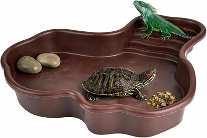 Petmolico Large Reptile Water Dish with Non-Slip Bottom – Snake Water Bowl,Tortoise Habitat Accessories for Turtle,Gecko,Lizard,Bearded Dragon