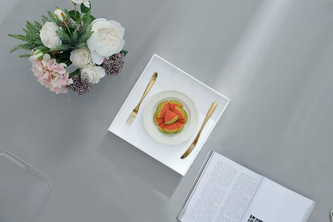Glossy White Sturdy Acrylic Serving Tray with Handles-12x12 Inch-Serving Coffee,Appetizer,Breakfast,Butler-Kitchen Countertop Tray-Makeup Drawer Organizer-Vanity Table,Ottoman Tray-Decorative