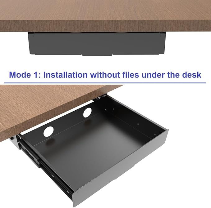 Under Desk Mounted Slide out Drawer, W 13.4" x D 9.3" Storage Organizer