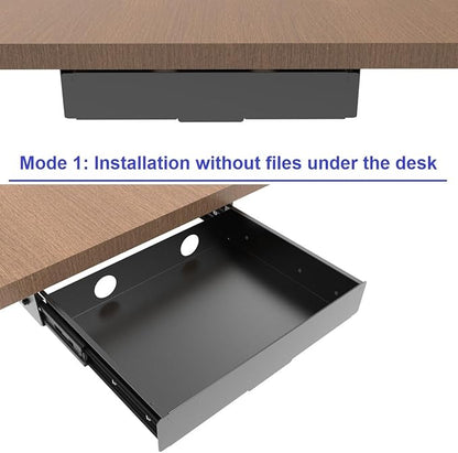 Under Desk Mounted Slide out Drawer, W 13.4" x D 9.3" Storage Organizer