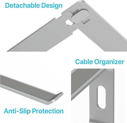 BLACK+DECKER Laptop Stand for Computer Desk, Ergonomic Laptop Stand for Desk, Lap top Riser Compatible with MacBook Notebook, Lap top Holder, Durable Aluminum Computer Riser Accessories, Silver